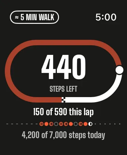 The Apple Watch app showing the lap under way